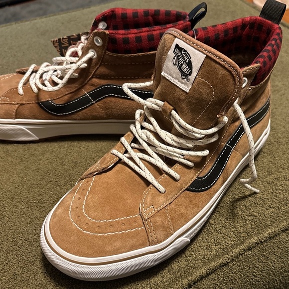 VANS Sk8 Hi MTE-1 Mens US Size Plaid Brown Red Black